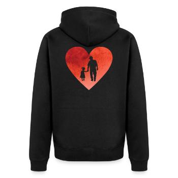 Heart with grandpa and granddaughter running hand in hand - Unisex Premium Organic Zip Hoodie - black - Back - Nico (187cm)