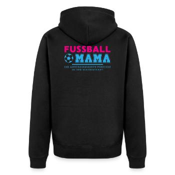 Fußball mama Spiel Geschenk Sport Ball - Unisex Premium Bio Zip Hoodie - Schwarz - Hinten - Nico (187cm)