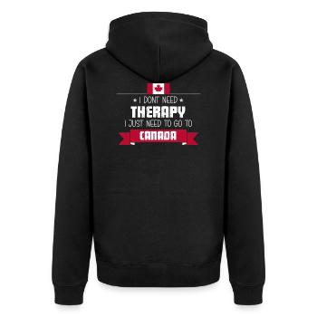 Canada Reise und Urlaub - I dont need Therapy - Unisex Premium Bio Zip Hoodie - Schwarz - Hinten - Nico (187cm)