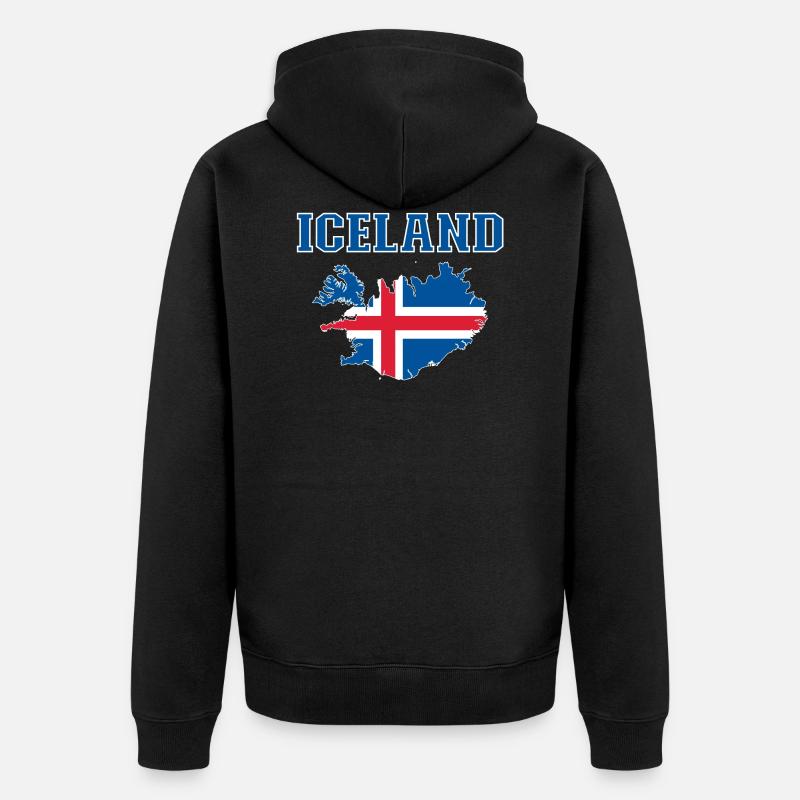 Carte du drapeau de l’Iceland - Veste à capuche bio Premium Unisexe - noir