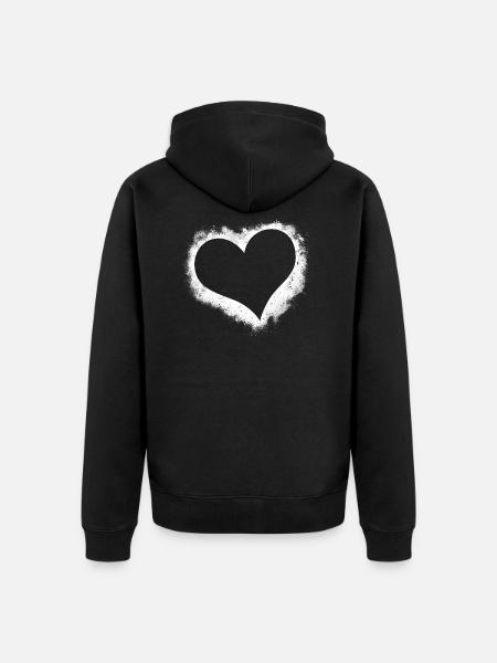 Hjerte grunge maling splatter sort og hvid - Premium økologisk unisex-hættejakke - sort