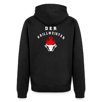 Grillmeister Grillen Chillen Lustiges BBQ Spruch - Unisex Premium Bio Zip Hoodie - Schwarz - Hinten - Nico (187cm)