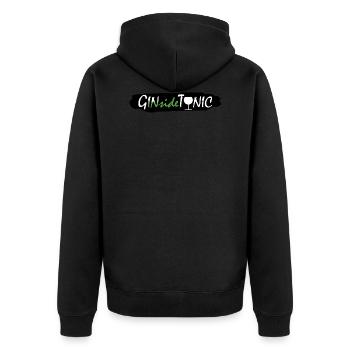 GINsideTonic - Unisex Premium Organic Zip Hoodie - black - Back - Nico (187cm)