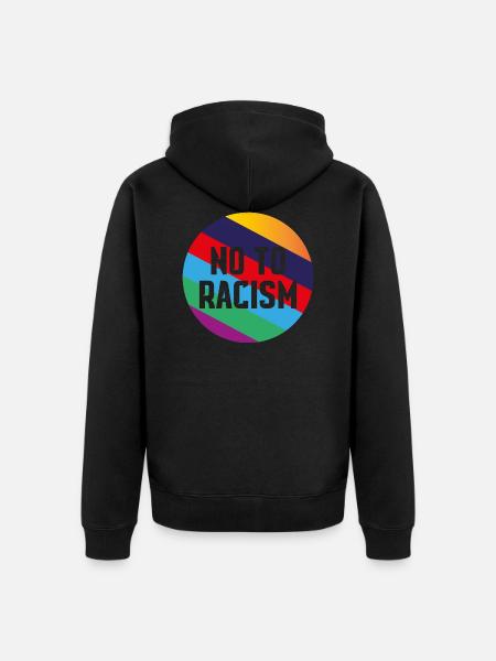 No to Racism - Unisex Premium Organic Zip Hoodie - black