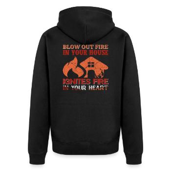 Blow Out The Fire In Your - Unisex Premium Organic Zip Hoodie - black - Back - Nico (187cm)