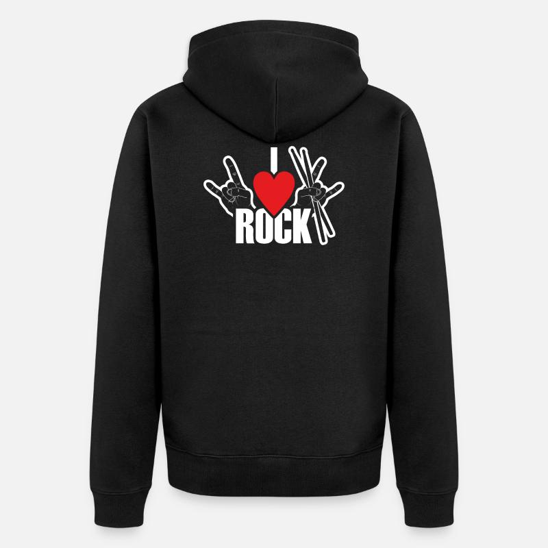 J’adore rock batteur Rock - Veste à capuche bio Premium Unisexe - noir