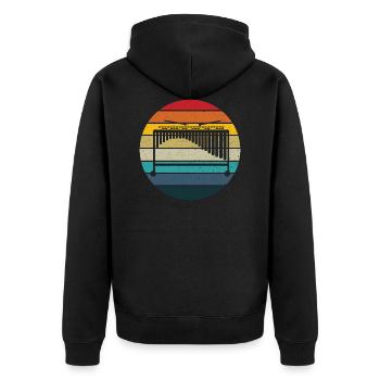 Marimba retro Sonnenuntergang - Marimba Instrument Geschenk - Unisex Premium Bio Zip Hoodie - Schwarz - Hinten - Nico (187cm)