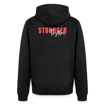 Stärker zusammen - Unisex Premium Bio Zip Hoodie - Schwarz - Hinten - Nico (187cm)