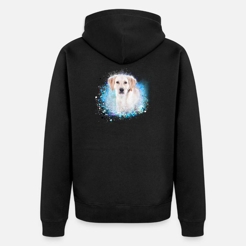 Labrador,Chien,peinture,retriever doré - Veste à capuche bio Premium Unisexe - noir