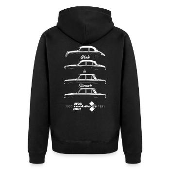 IFA mobile DDR History 1950-1991 made in Eisenach - Unisex Premium Organic Zip Hoodie - black - Back - Nico (187cm)