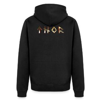 nordische Wikinger Thor Mythologie Odin Geschenk - Unisex Premium Bio Zip Hoodie - Schwarz - Hinten - Nico (187cm)