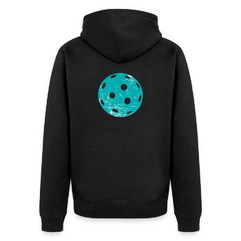 Double Exposure Pickleball Pickleball Spieler Gift - Unisex Premium Bio Zip Hoodie - Schwarz - Hinten - Nico (187cm)