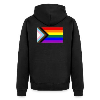 Progress LGBTQ Gay Pride Flag - Unisex Premium Organic Zip Hoodie - black - Back - Nico (187cm)