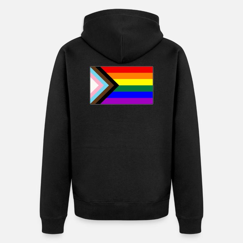 Progrès LGBTQ Gay Pride Flag - Veste à capuche bio Premium Unisexe - noir