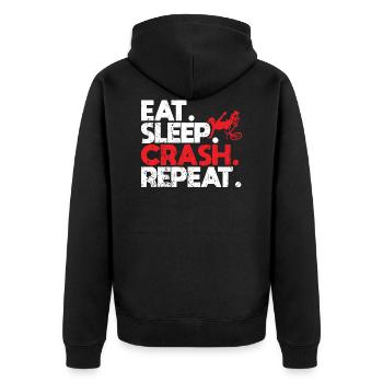 Eat Sleep Crash Repeat Bicycle Crash Cycling - Unisex Premium Organic Zip Hoodie - black - Back - Nico (187cm)
