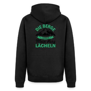 Berge Herz Liebe Natur Spruch Geschenk - Unisex Premium Bio Zip Hoodie - Schwarz - Hinten - Nico (187cm)