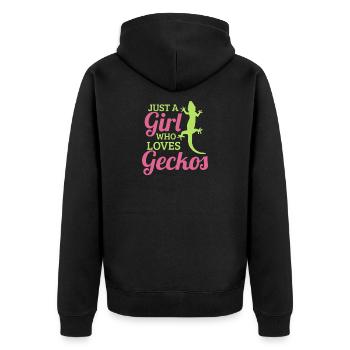 Just a girl who loves geckos gecko lover poison - Unisex Premium Organic Zip Hoodie - black - Back - Nico (187cm)
