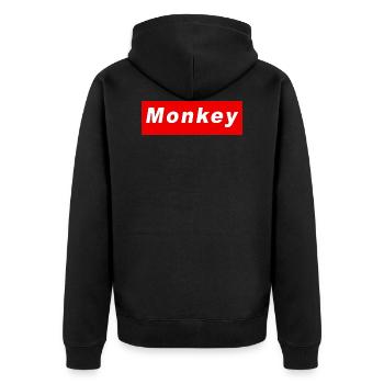 Affe - Unisex Premium Bio Zip Hoodie - Schwarz - Hinten - Nico (187cm)