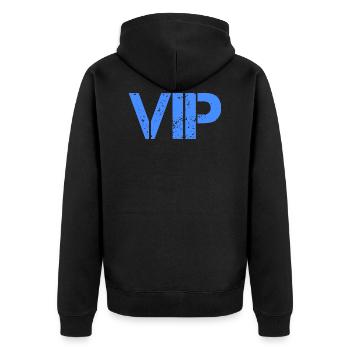 VIP - Unisex Premium Bio Zip Hoodie - Schwarz - Hinten - Nico (187cm)