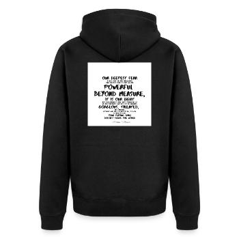 Notre peur la plus profonde - Marianne Williamson - Veste à capuche bio Premium Unisexe - noir - Dos - Nico (187cm)