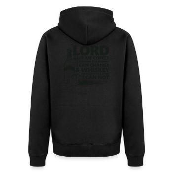 Funny Malt Whiskey Gift for Whiskey Drinkers - Unisex Premium Organic Zip Hoodie - black - Back - Nico (187cm)