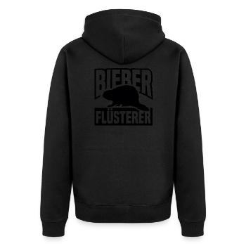 Biber Flüsterer Nagetier Holz Nager Damm Lustig - Unisex Premium Bio Zip Hoodie - Schwarz - Hinten - Nico (187cm)
