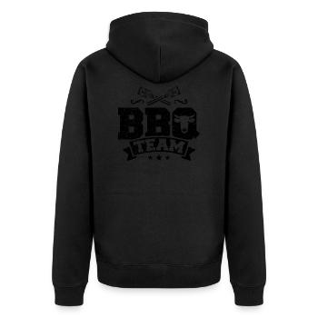 Grillen Bbq Team Grill - Unisex Premium Bio Zip Hoodie - Schwarz - Hinten - Nico (187cm)