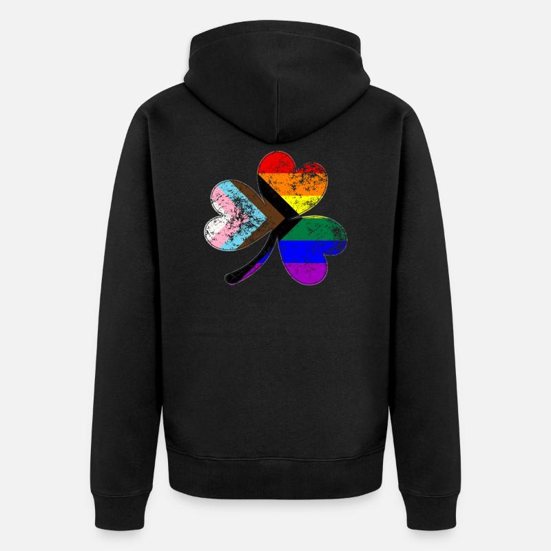 Lgbtq Progrès Pride Shamrock - Veste à capuche bio Premium Unisexe - noir