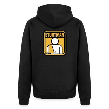 Stuntman Stunt Krücken Biker Mtb Motocross Lustig - Unisex Premium Bio Zip Hoodie - Schwarz - Hinten - Nico (187cm)