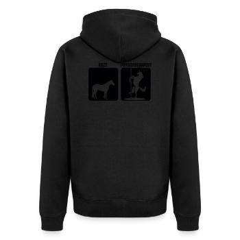 Physiotherapeut Physiotherapie Ergotherapeut Pferd - Unisex Premium Bio Zip Hoodie - Schwarz - Hinten - Nico (187cm)