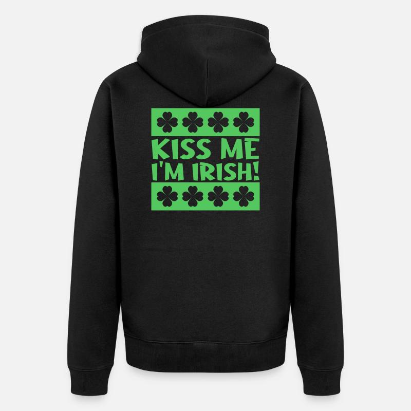 Embrasse-moi, je suis irlandais - Veste à capuche bio Premium Unisexe - noir