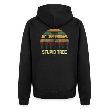 Disc Golf Stupid Tree Vintage Tee Frisbee Funny - Unisex Premium Organic Zip Hoodie - black - Back - Nico (187cm)