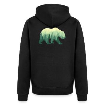 Bär Bear Natur Outdooor - Unisex Premium Bio Zip Hoodie - Schwarz - Hinten - Nico (187cm)