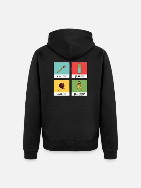 west vlaams 1 sulfer pulle wulle puppe - Uniseks Premium bio ziphoodie - zwart