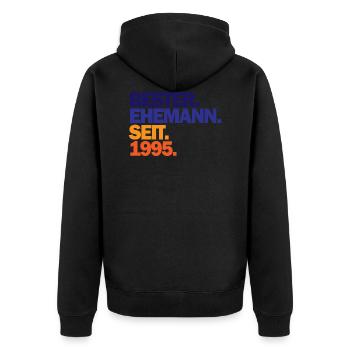 Ehemann 1995 Jubiläum Hochzeit Spruch - Unisex Premium Bio Zip Hoodie - Schwarz - Hinten - Nico (187cm)
