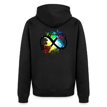 Infinity Symbol Love Herzen Bunt - Unisex Premium Bio Zip Hoodie - Schwarz - Hinten - Nico (187cm)
