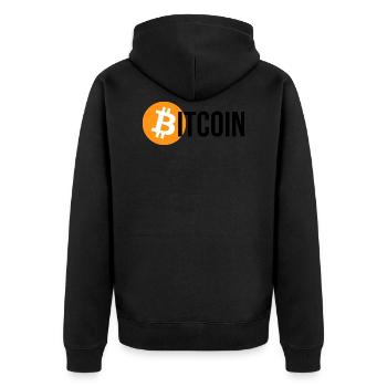 bitcoin - Unisex Premium Bio Zip Hoodie - Schwarz - Hinten - Nico (187cm)