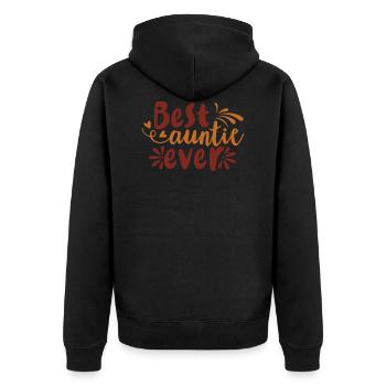 Best auntie ever - Unisex Premium Bio Zip Hoodie - Schwarz - Hinten - Nico (187cm)