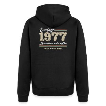 1977 année de naissance et cadeau d'anniversaire - Veste à capuche bio Premium Unisexe - noir - Dos - Nico (187cm)