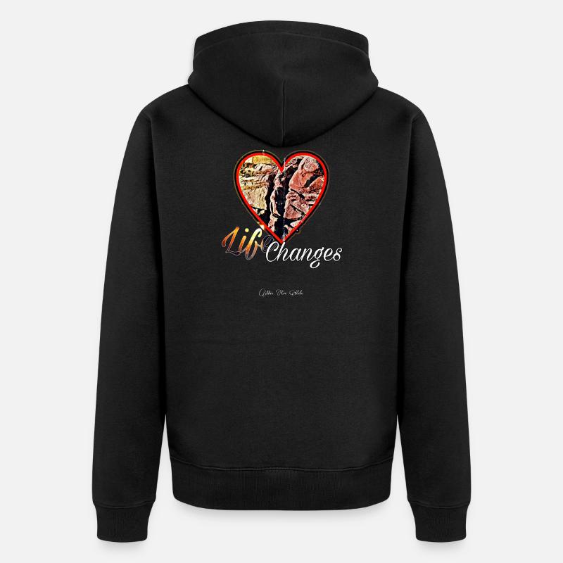 Lebensänderungen - Unisex Premium Bio Zip Hoodie - Schwarz