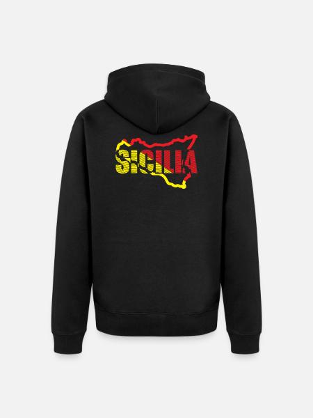 Sicily souvenir t-shirts, map design - Unisex Premium Organic Zip Hoodie - black