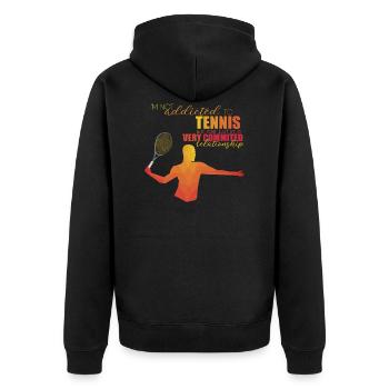 Tennis - Unisex Premium Organic Zip Hoodie - black - Back - Nico (187cm)
