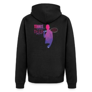 Tennis - Unisex Premium Organic Zip Hoodie - black - Back - Nico (187cm)