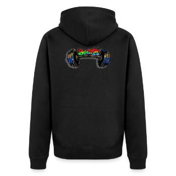 Sports - Unisex Premium Organic Zip Hoodie - black - Back - Nico (187cm)