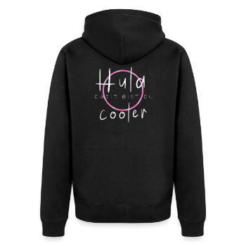 Hula du bist cooler - Unisex Premium Bio Zip Hoodie - Schwarz - Hinten - Nico (187cm)