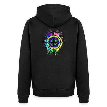 Boussole multicolore Symbole Travel Taches de couleur - Veste à capuche bio Premium Unisexe - noir - Dos - Nico (187cm)