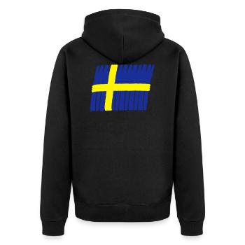 Sweden flag paint - Unisex Premium Bio Zip Hoodie - Schwarz - Hinten - Nico (187cm)