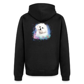 bichon frisé, maltais, chien, graffiti, doodle - Veste à capuche bio Premium Unisexe - noir - Dos - Nico (187cm)