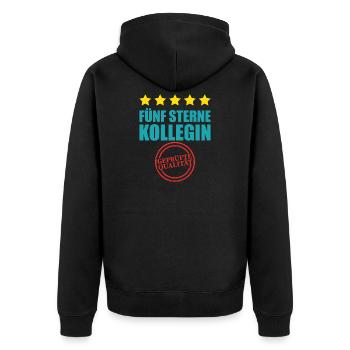Fünf sterne kollegin Abschied Arbeit Geschenk - Unisex Premium Bio Zip Hoodie - Schwarz - Hinten - Nico (187cm)