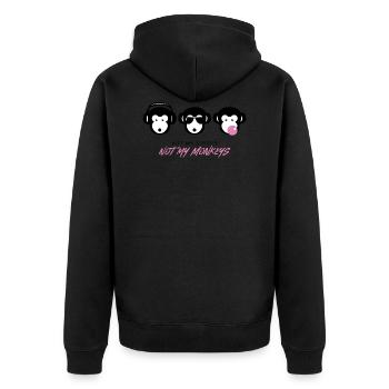 Muniax Monkeys Pink - Unisex Premium Bio Zip Hoodie - Schwarz - Hinten - Nico (187cm)